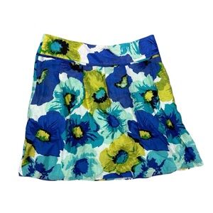 Watercolor Floral Blue & Green Skirt